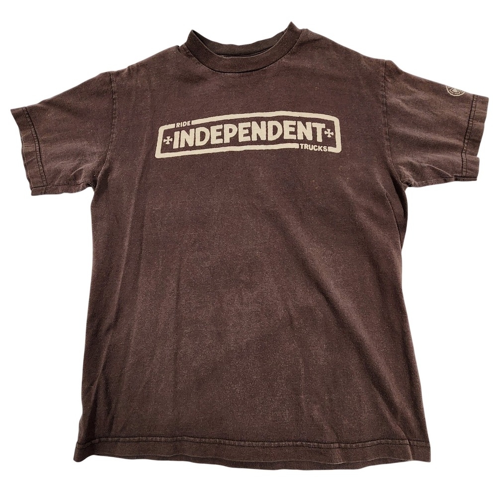 Vintage Independent Trucks T Shirt Mens Size M Cross Logo Brown Skate Skateboard
